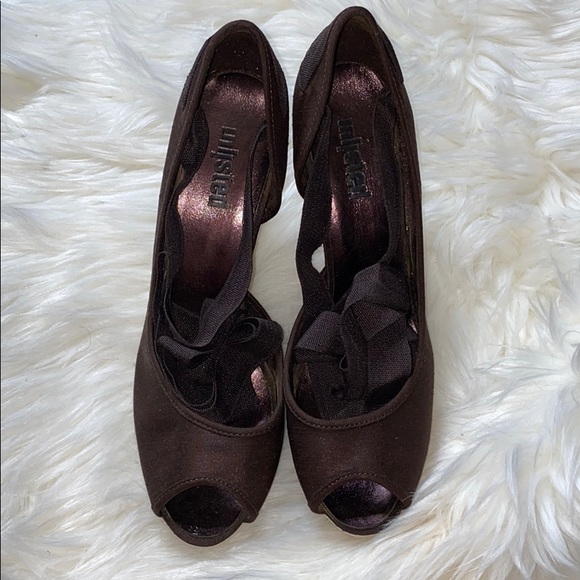 UNLISTED Brown Lace Up Peep-Toe Espadrille Wedges - Picture 4 of 5